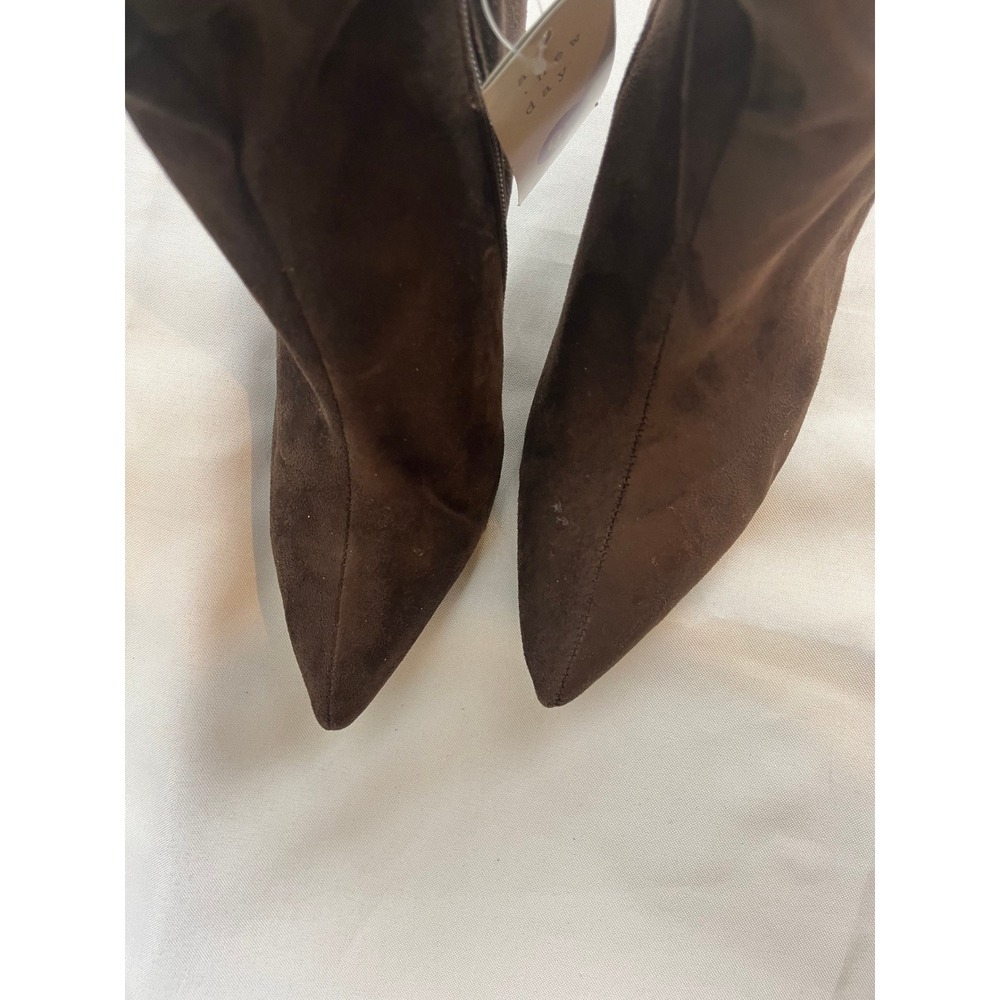 A New Day Womens Brown Faux Suede Slouch Pointed Toe Kitten Heel Boots 6.5 WC - Picture 2 of 7
